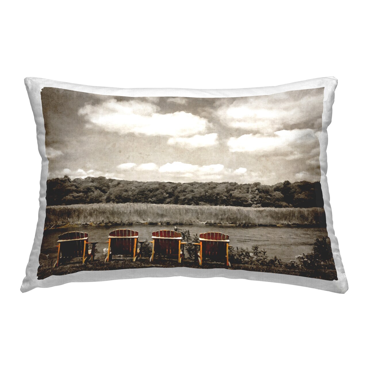 Chairs Overlooking Nature Design by GraffiTee Studios Throw Pillow